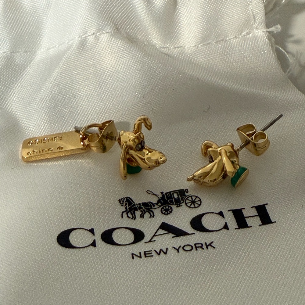 Coach x Disney - Gold Tone Pluto Stud Earrings